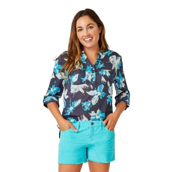 Carve Designs Dylan Gauze Shirt Stargazer Floral 100% Organic Cotton Gauze Top - Picture 10 of 10